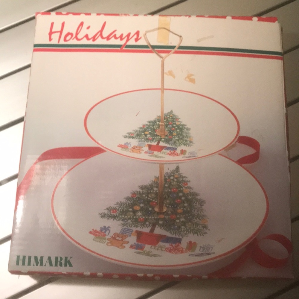 NWT Himark NIB Holiday 2 Tier dessert/petit four plate